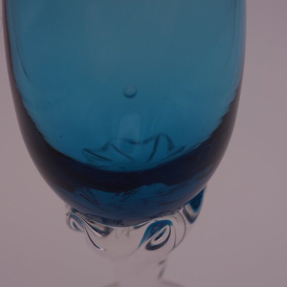 Set of Three(3) Blue Glass Very Small Glasses - Picture 11 of 13